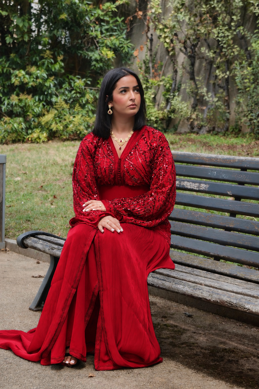 Caftan Aya Rouge Rubis ✨