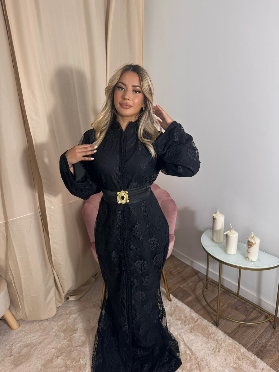Caftan sirène marocain noir – Chic et élégance intemporelle