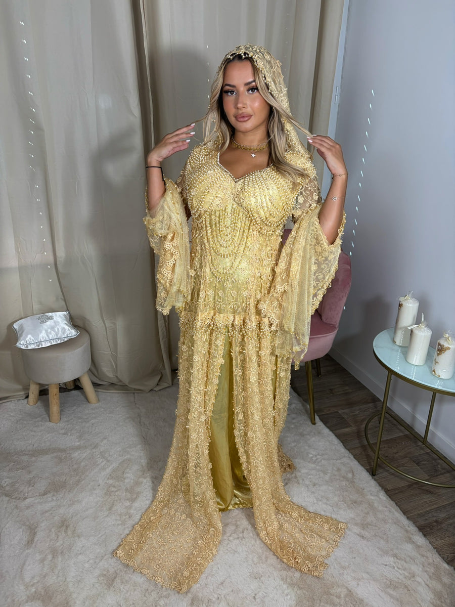 Robe naili algérienne dorée – Prestige et élégance royale