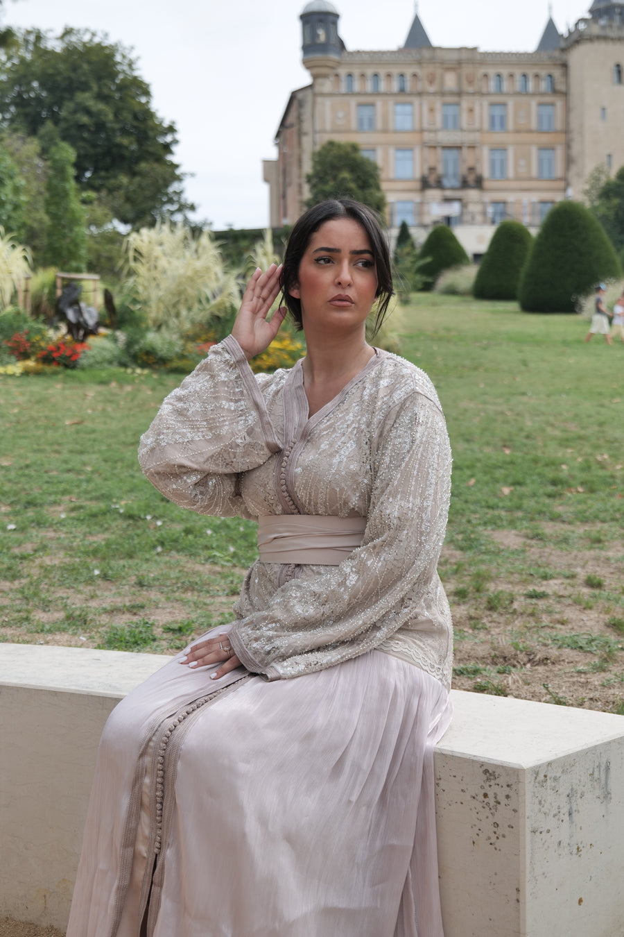 Caftan Aya — Nude Rosé & Sequins